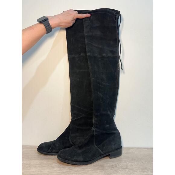 Stuart Weitzman Lowland Suede Pull On Over-The-Knee Boots Black Womens Size US 9 - Picture 4 of 7